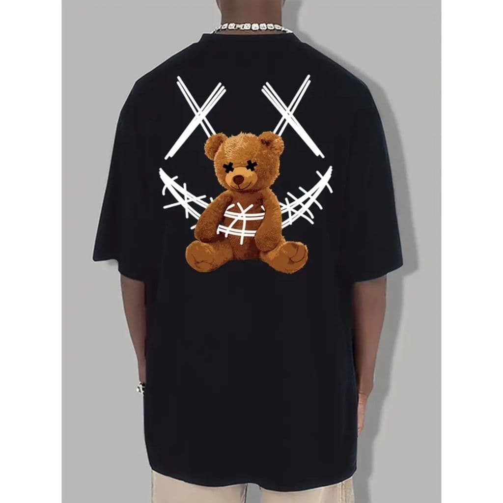 Camiseta Básica Urso Com Sorriso Masculina Feminina Algodão Camisa Unissex StreetWear