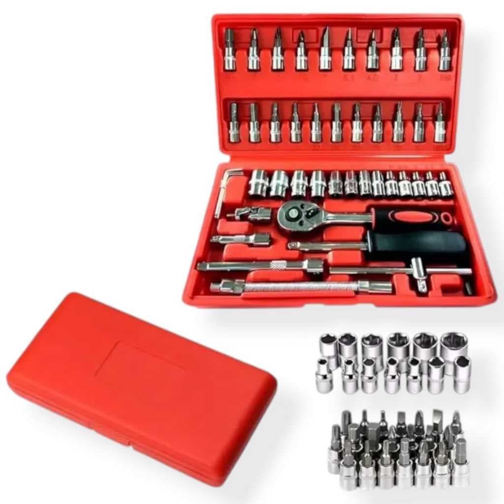Kit De Ferramentas 46/40 Peças Chave Catraca Reversível Com Maleta Jogo De Ferramentas Completo Original Promoção