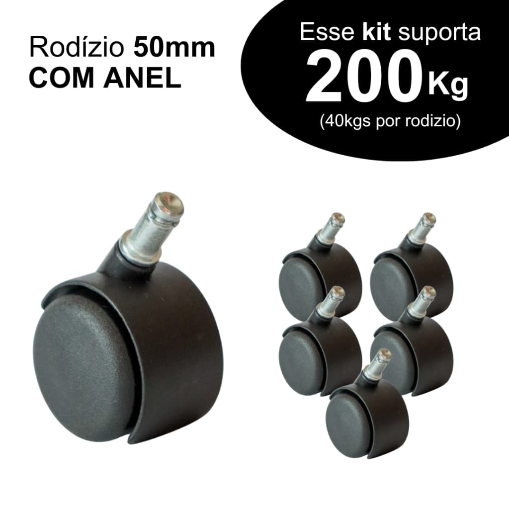 Rodinhas Cadeira Escritório Giratória Preta c/Anel