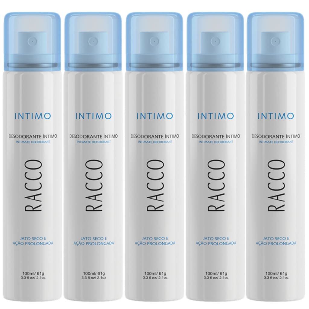 Kit 5 Desodorante Spray Jato Seco Íntimo Racco Original 100ml Desodorantes Feminino Masculino