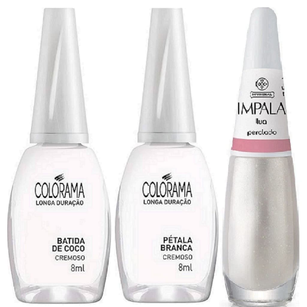 Kit 2 Esmaltes Colorama Batida de Coco e Pétala Branca+Impala Lua