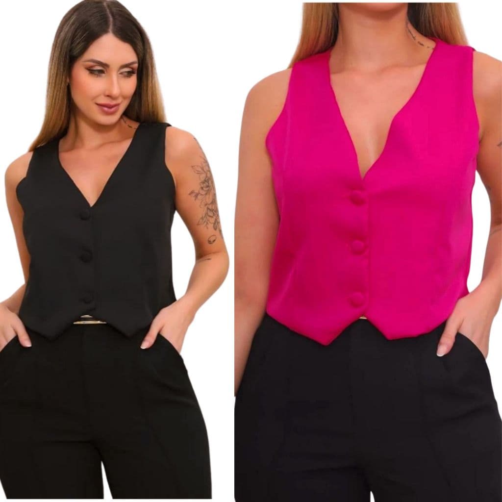 Kit 2 Coletinho Curto Feminino Alfaiataria Social Com Forro Verão Oferta Hoje Moda Atual