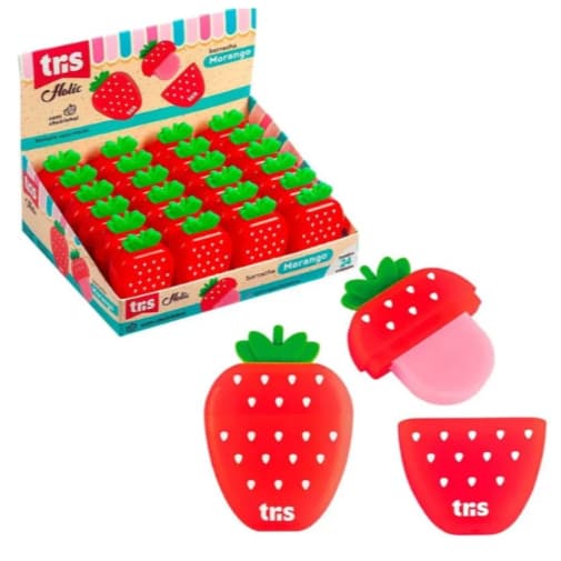 BORRACHA TRIS HOLIC MORANGO COM CHEIRINHO DE FRUTAS - UNIDADE