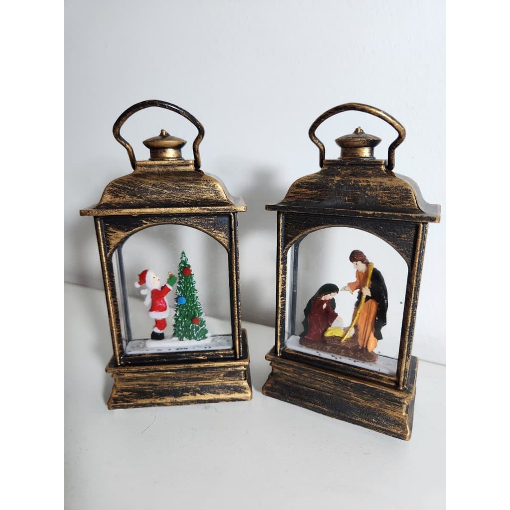 Lanterna Natalina Led - Enfeite de Natal - 12,5x7cm - Ouro Velho