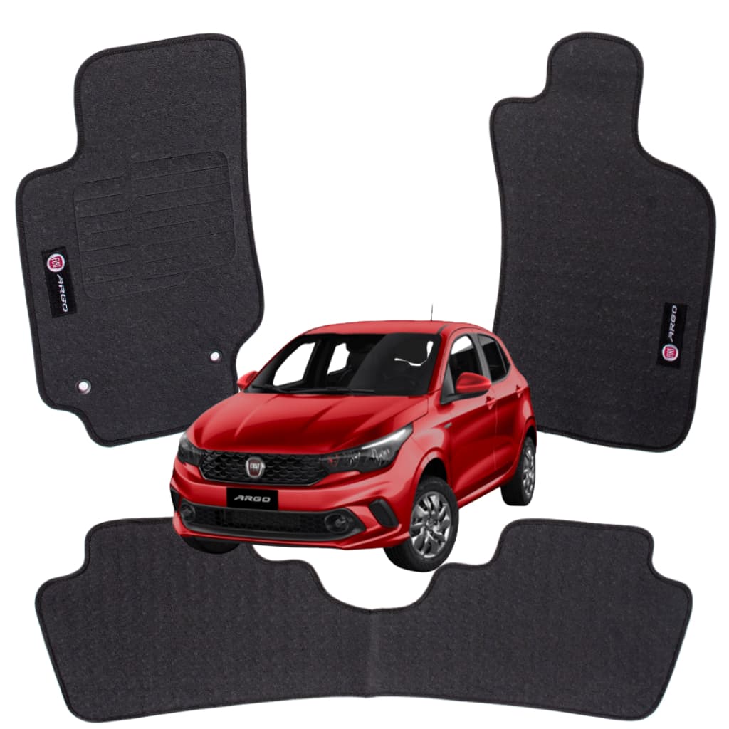 Jogo Completo Argo Fiat Preto Impermeável Pvc  Emborrachado Premium 2017 A 2023 Com Logo Bordado