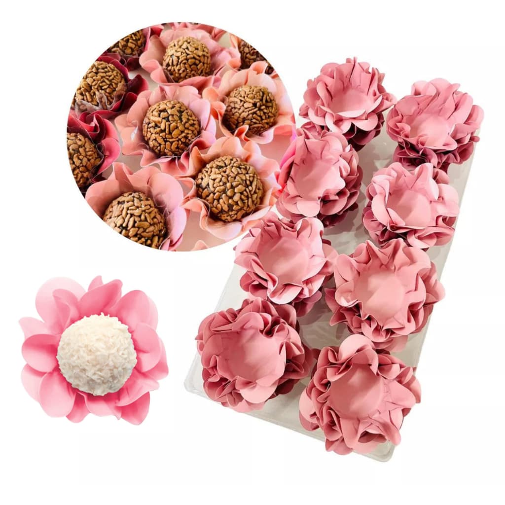 40 Forminha para Doces Finos Formato Flor - Casamento/Aniversário/Batizado - Diversas Cores