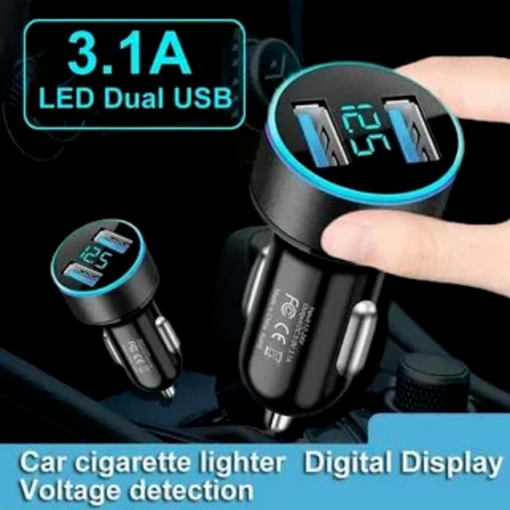 Carregador Automotivo Voltímetro Digital 3.1a 2 Usb Carro