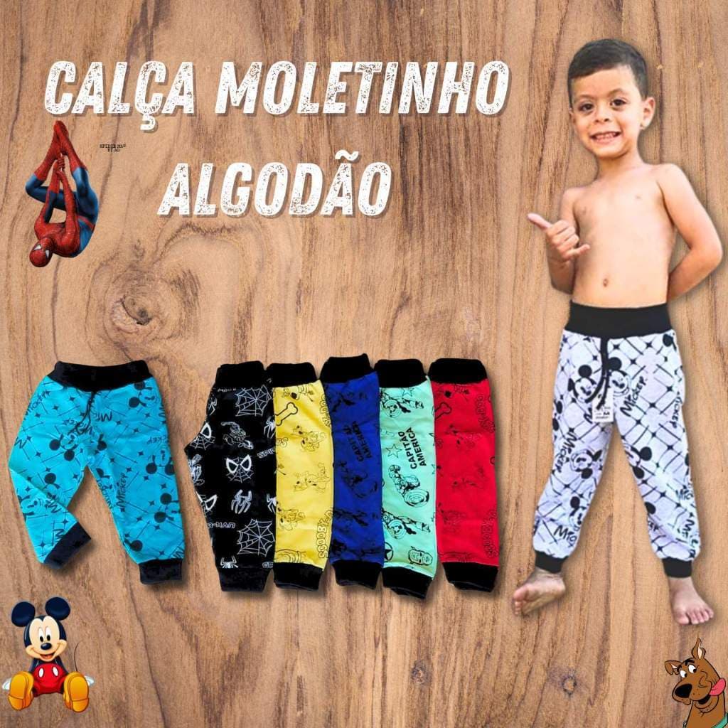 KIT 2 CALÇA INFANTIL MENINO MOLETINHO ALGODÃO - ENVIO IMEDIATO