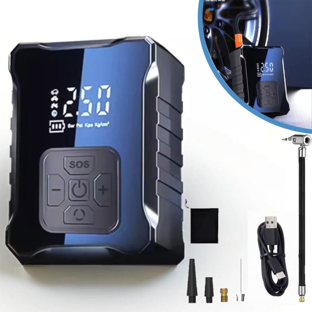 Compressor De Ar Portátil Calibrador Pneu À Bateria Digital
