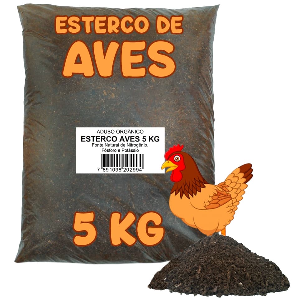 Esterco de Aves Galinha Frango Adubo Orgânico para Horta Planta e Jardim 5 kg - Vaso e Cia