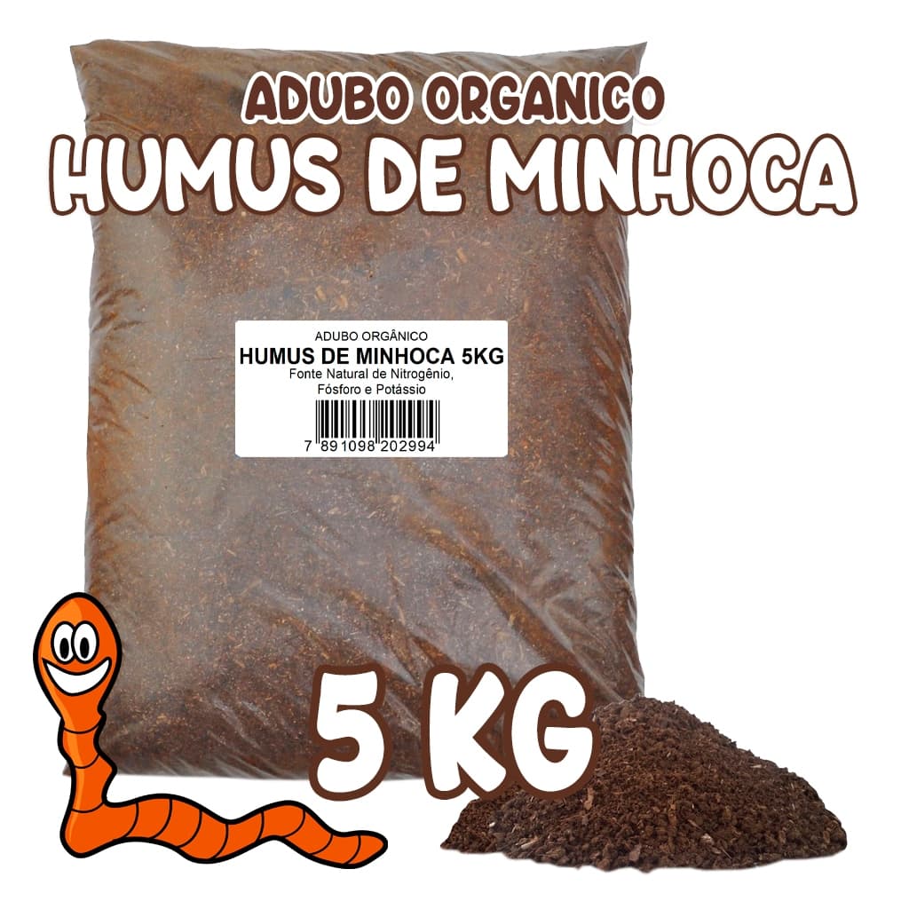 Húmus de Minhoca Orgânico 5kg - Adubo Natural para Plantas e Hortas - Vaso e Cia