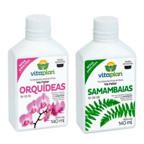 Kit 02 Un - Fertilizante Orquidea 140 ML Liquido + Fertilizante Samambaia 140 ML Liquido - Vitaplan