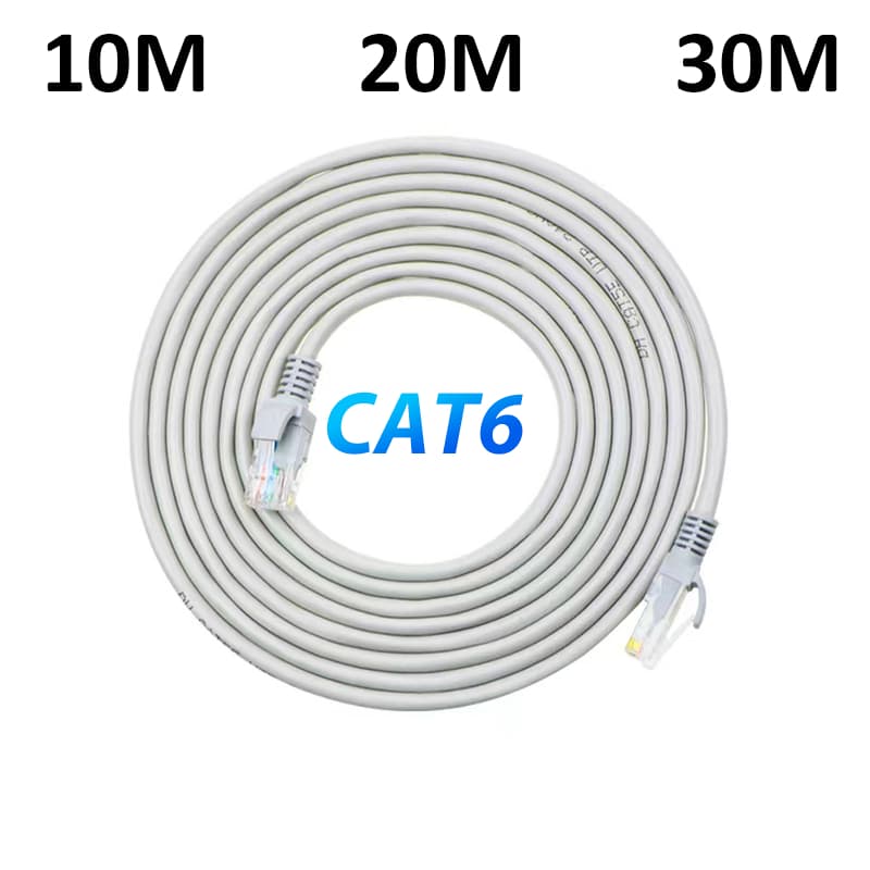 Cabo de Rede RJ45 Cat6 Alta Velocidade para Internet - Disponível em 10M 20M 30M (Interno/Externo)