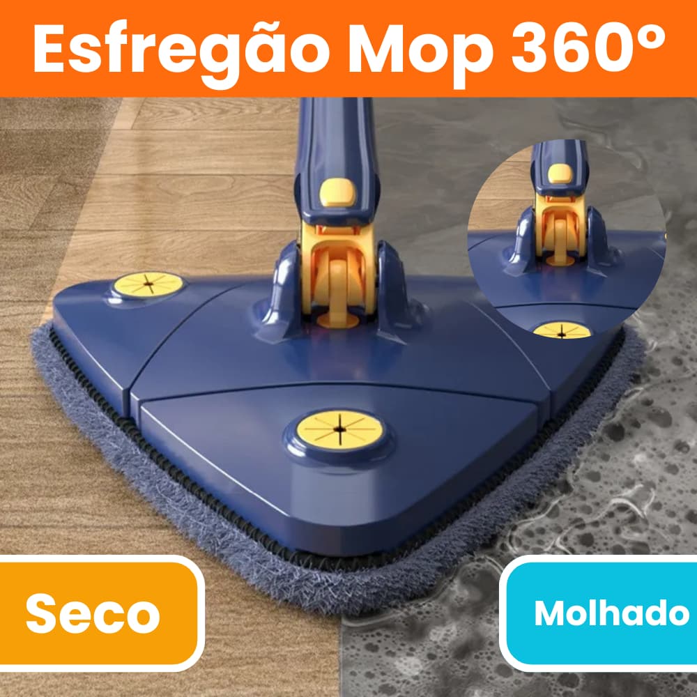 Esfregão Mop Triangulo De Limpeza Ajustável Giratório 360° Rodo Multiuso Lava E Seca