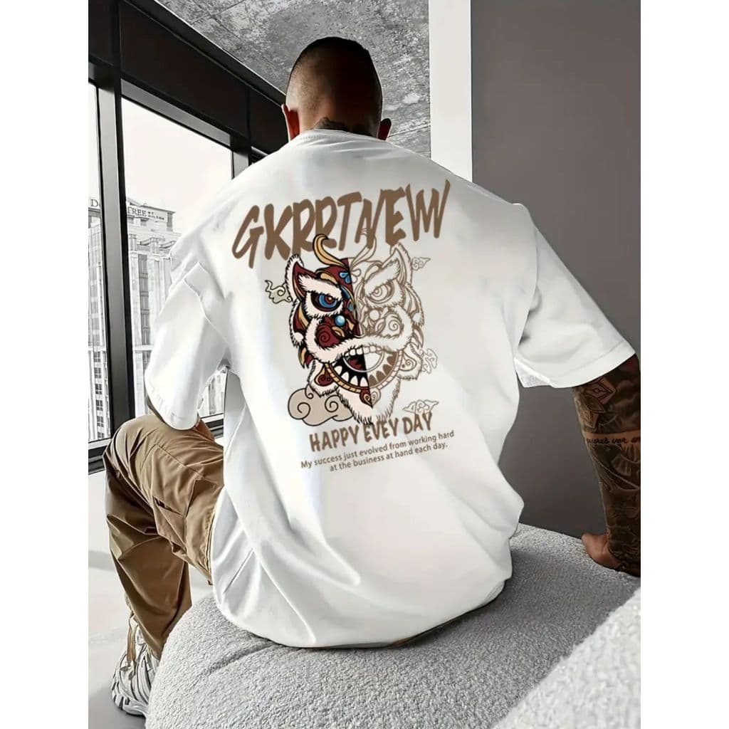Camiseta Básica Dragão Happy Masculina Feminina Algodão Camisa  Unissex StreetWear
