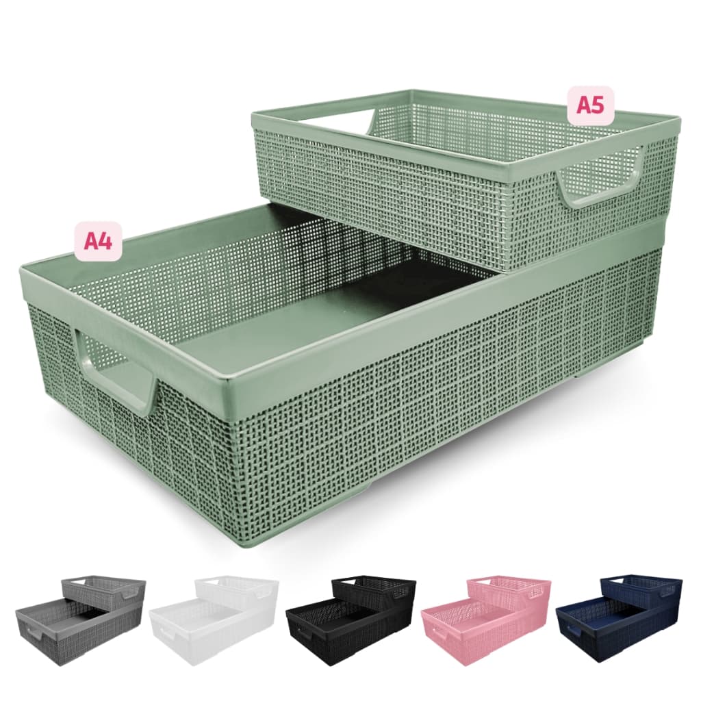 Kit 2 Cestos Multiuso Organizador Juta A4 + A5 Branco Jaguar