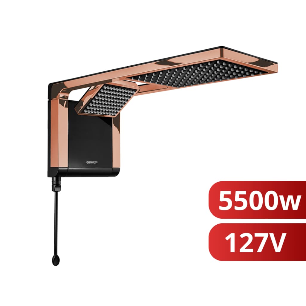 Chuveiro Elétrico Ducha Acqua Duo Rose Gold Preto 127V 5500w Lorenzetti Eletrônico