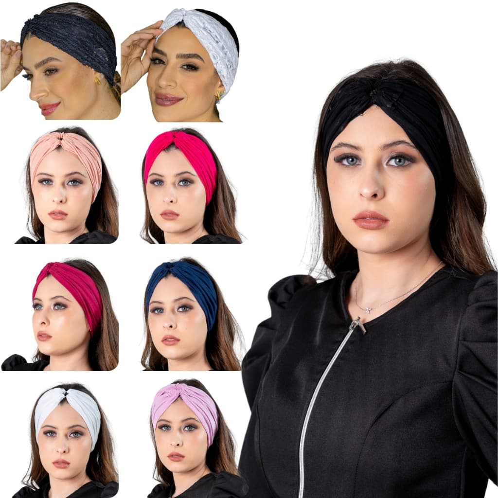 Faixa De Cabelo Turbante Feminina Aberta Headband Viscolycra Varias Cores