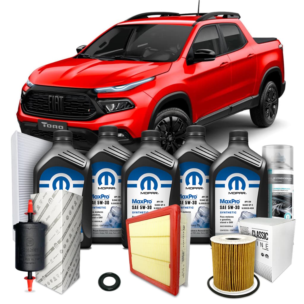 Kit Revisão Filtro E Óleo Mopar Original 5w30 Fiat Toro 1.8 Flex 2016 2017 2018 2019 2020 2021 2022