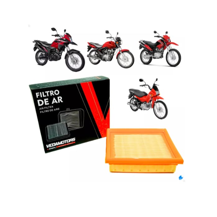 Filtro Ar Bros 125 /150 Titan 150 09/13 mix / fan 125 09/13 Pop 100 NXR 160 160 a partir de 2015 Modelo Original Vedamotors 200054