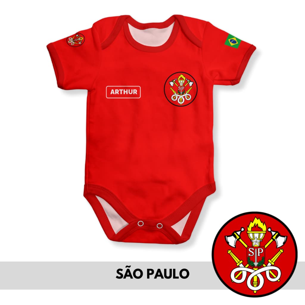 Body bebê BOMBEIROS personalizado com nome todos estados