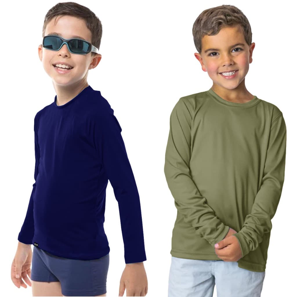 Camiseta Infantil de Tecido Protetor Solar UV50+ Manga Longa Slim