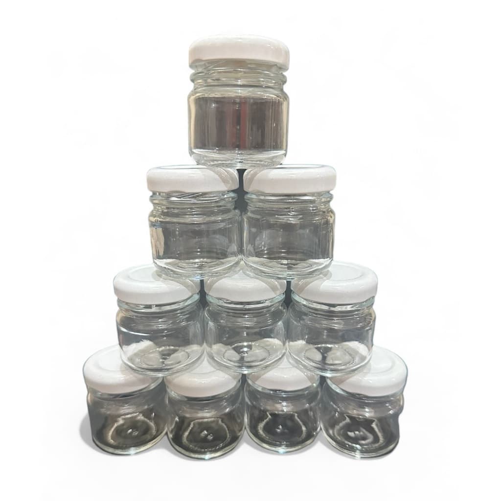 Kit 20 Potinhos Vidro Geleinha Papinha 40ml Lembrancinhas Tampa Branca