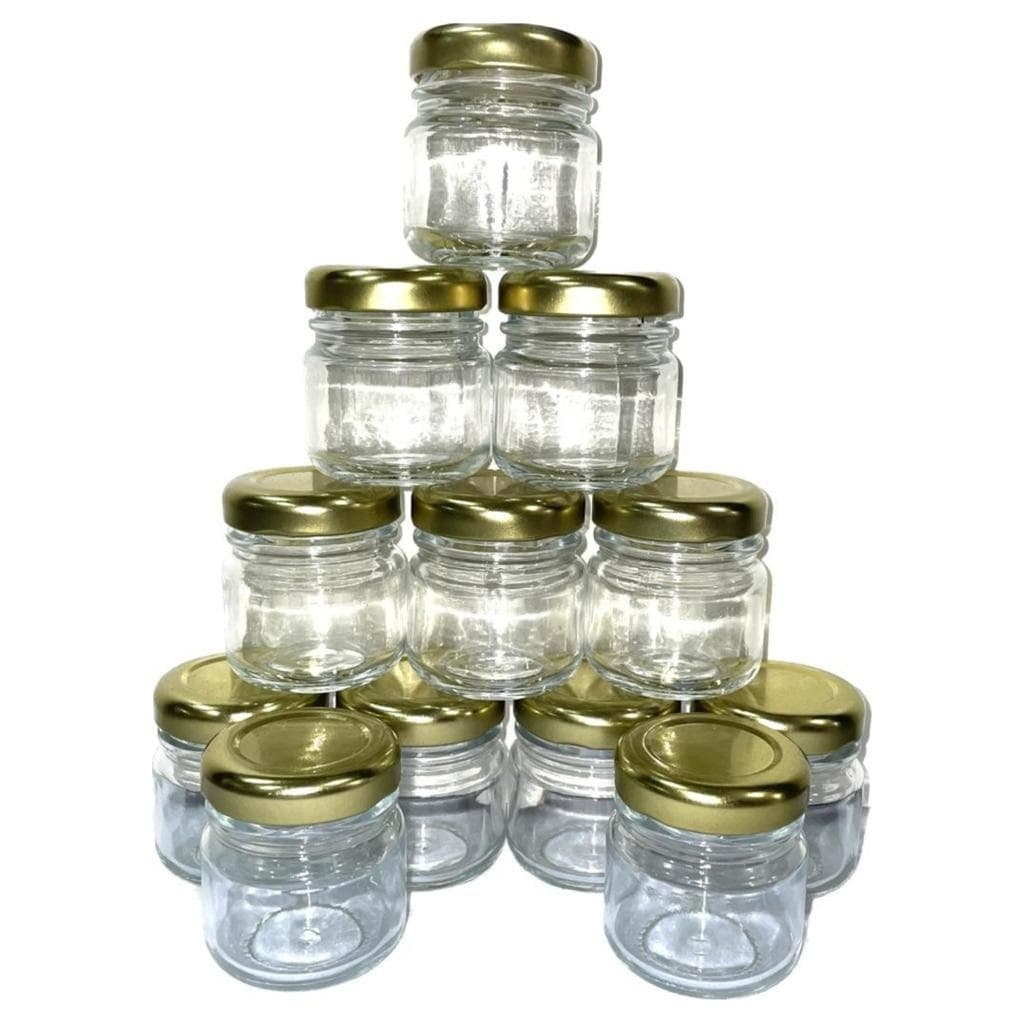 Kit 20 Potinhos Vidro Geleinha Papinha 40ml Lembrancinhas Tampa Dourada