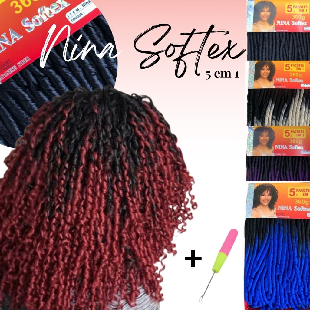 Nina Softex Cabelo Cacheado 5 em 1 Pacotão 360gr - 90cm Crochet Braids