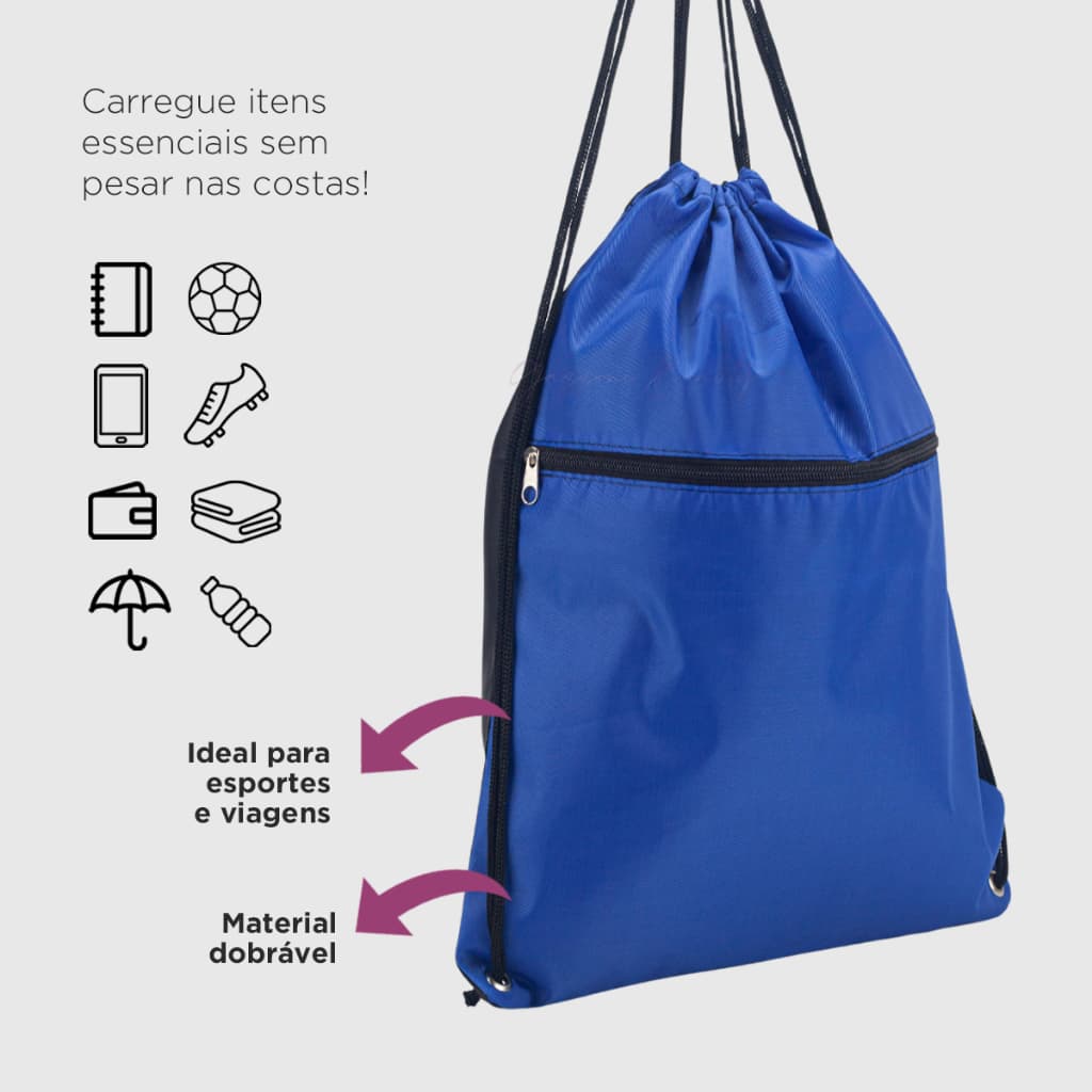 Bolsa Sacola De Costas Fecha Com Cordão Leve Pratica Dia Dia Esporte Corrida Porta Chuteira