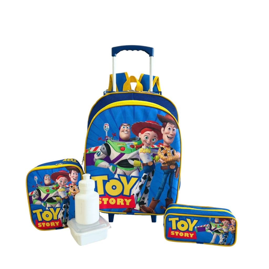 Kit Mochila Infantil Escolar Toy Story Rodinhas Tam G F5