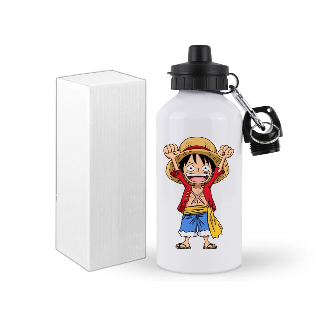 Garrafa Personalizada Alumínio One Piece Luffy Squeeze de Água 500ml + Caixa Presente