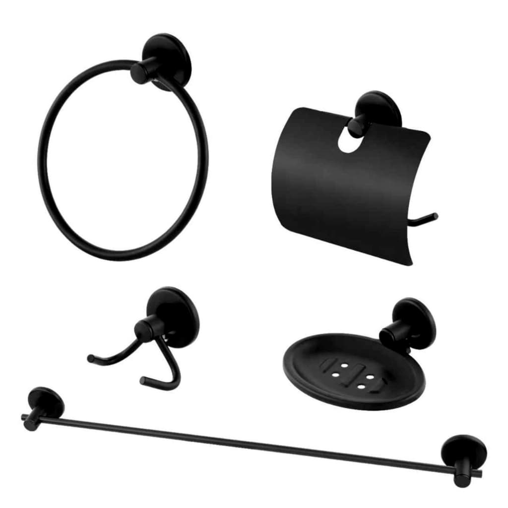 Kit Acessórios Para Banheiro Luxo 5 Peças Stander Preto