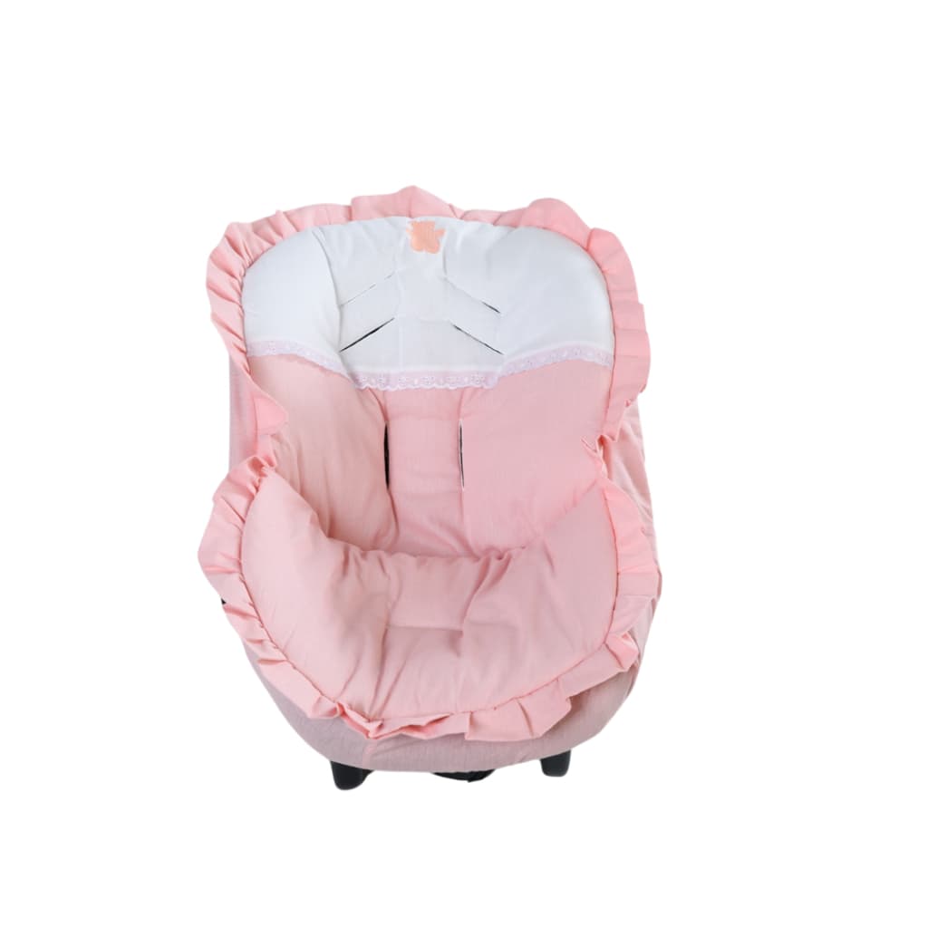 Capa Bebê Conforto Acolchoada Ursinha Luxo Rosé Menina