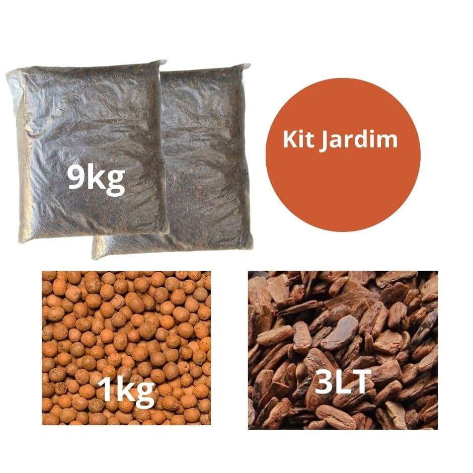 Kit Jardim Terra adubada 5kg+ Argila 2litros+ Casca Pinus 2lt