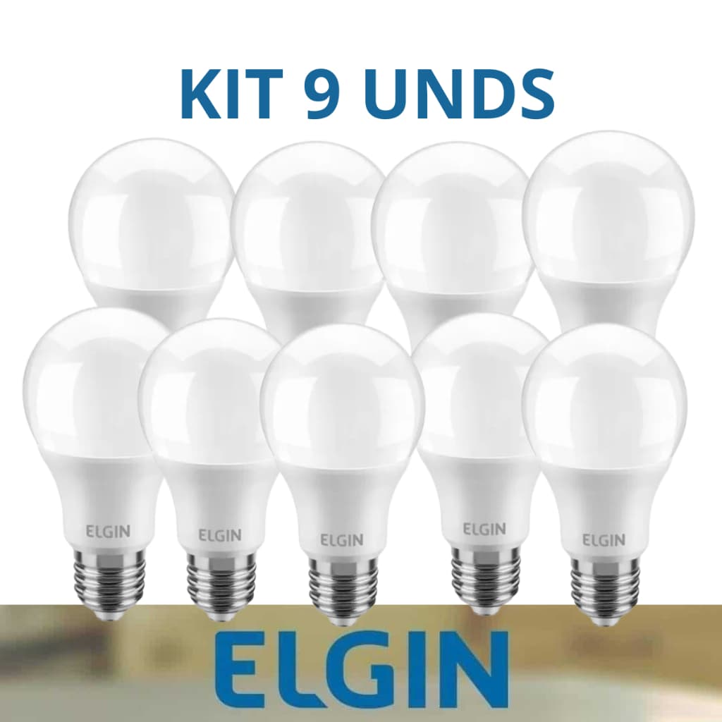 Kit 9 Lâmpadas Led Bulbo 12W 3000k Branco Quente ( Luz amarela) Elgin