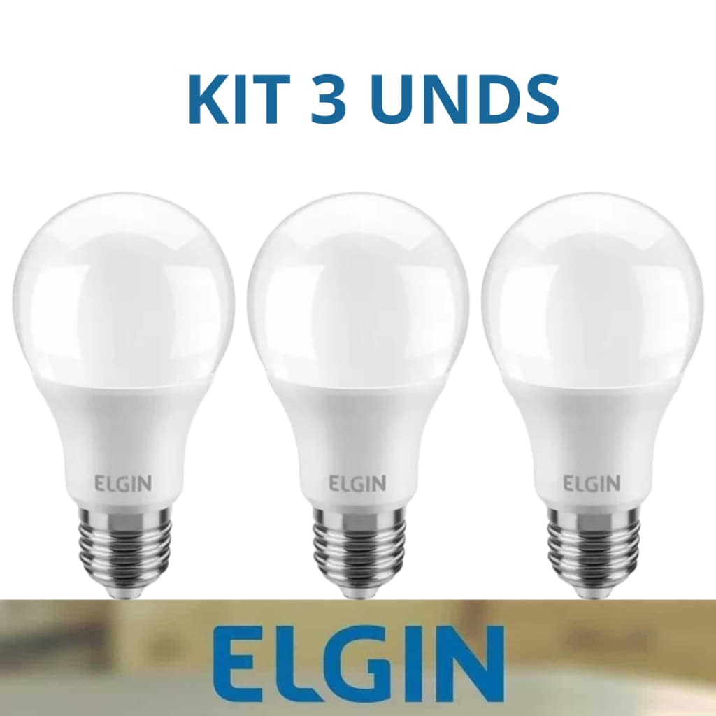 Kit 3 Lâmpadas Led Bulbo 12W 3000k Branco Quente ( Luz amarela) Elgin