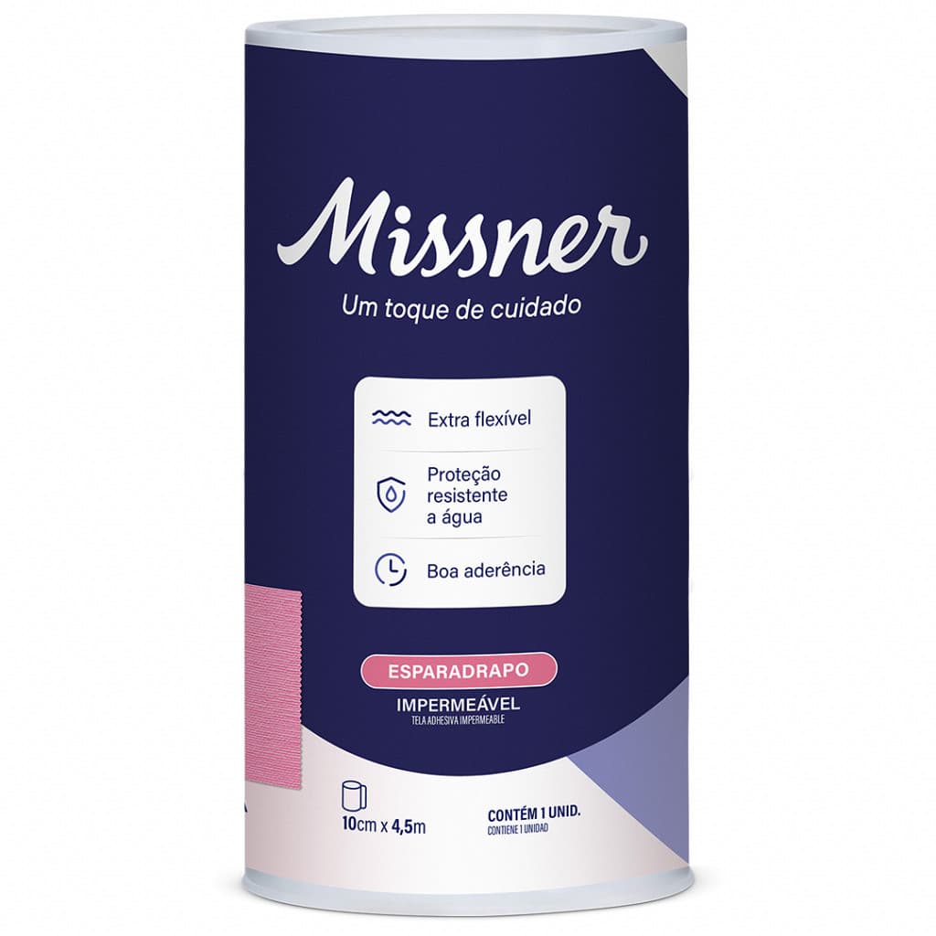 Kit Esparadrapo Impermeável Extra Flexível Rosa 10cm X 4,5m Missner