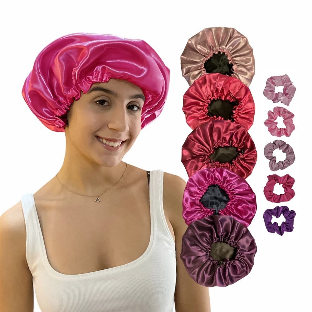 Touca de Cetim Brilho Anti Frizz Dupla Face Noturna Ponytails Várias Cores Atacado.Xuxinha de Brinde