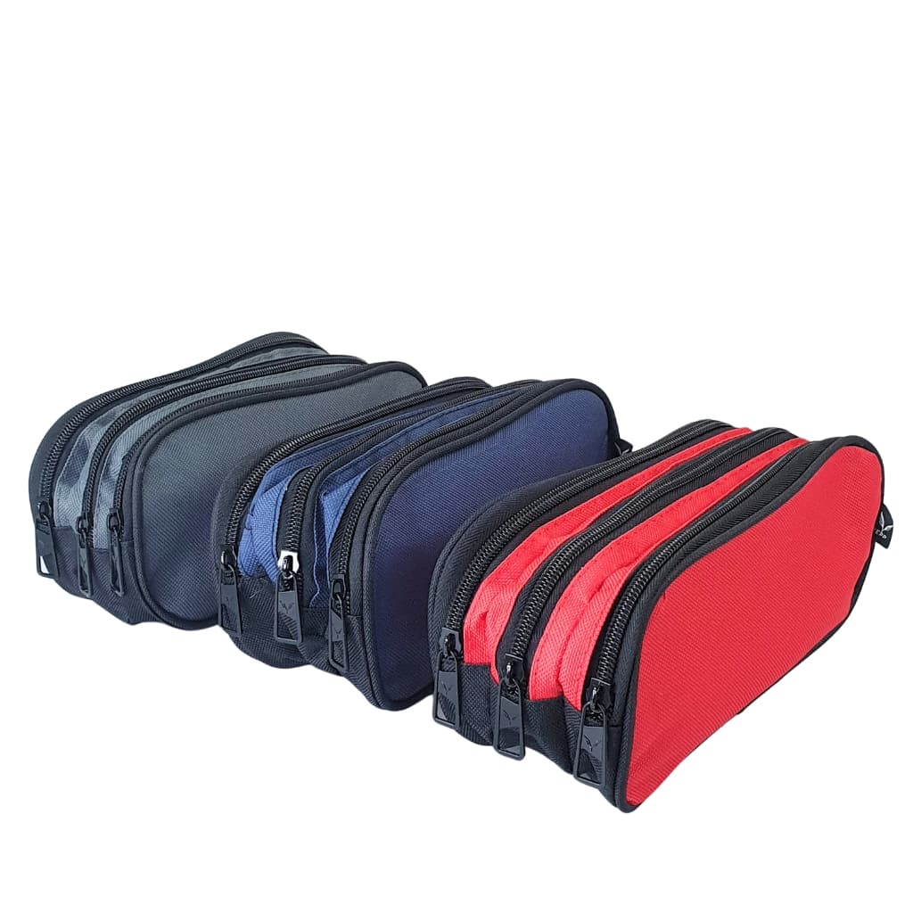 Estojo Organizador Classic Básico Liso Unissex Com Zíper Triplo