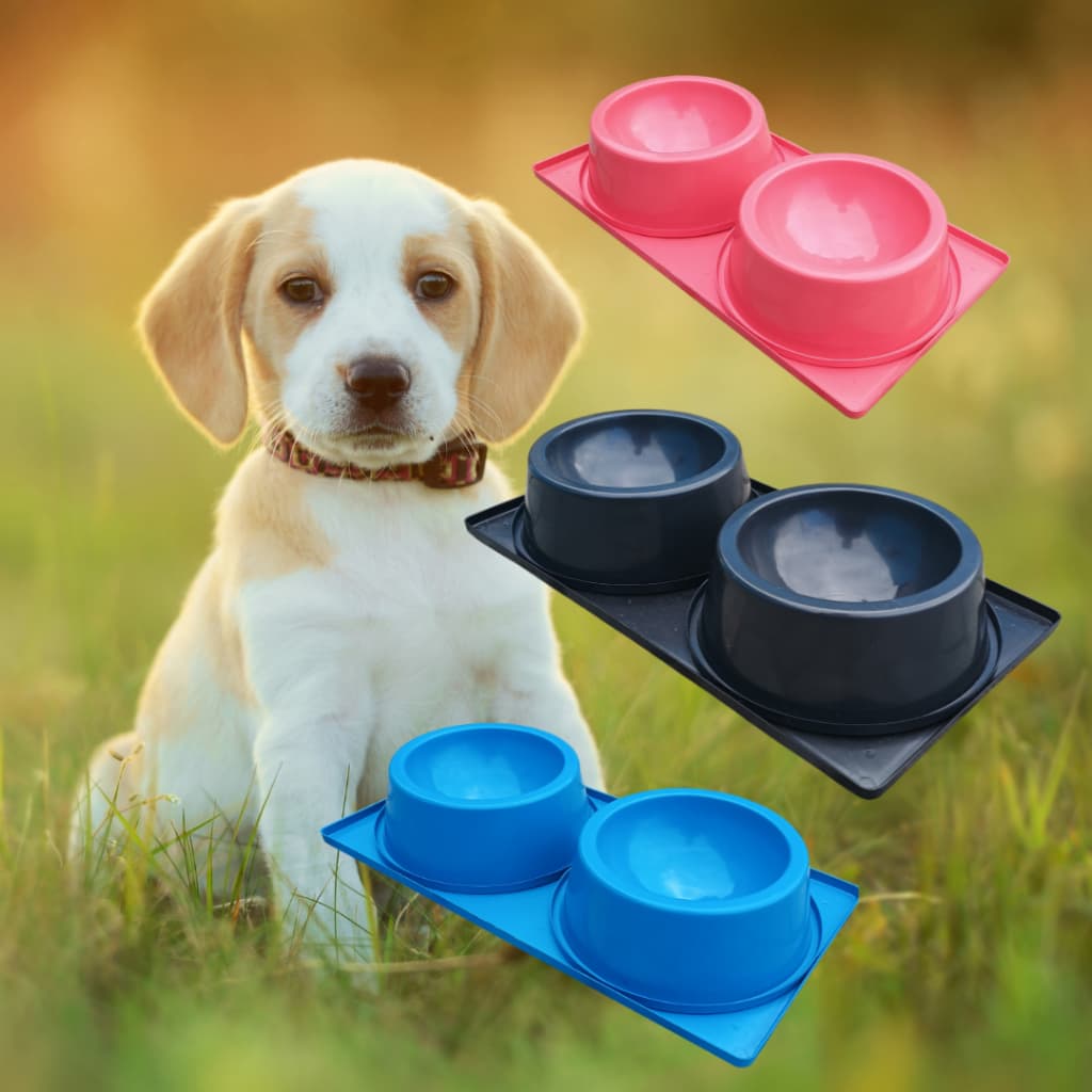 Kit Com 2 Comedouro e 1 Base  Para Cães E Gatos Higiênica  Comedouro E Bebedouro  Anti-formiga 450ml