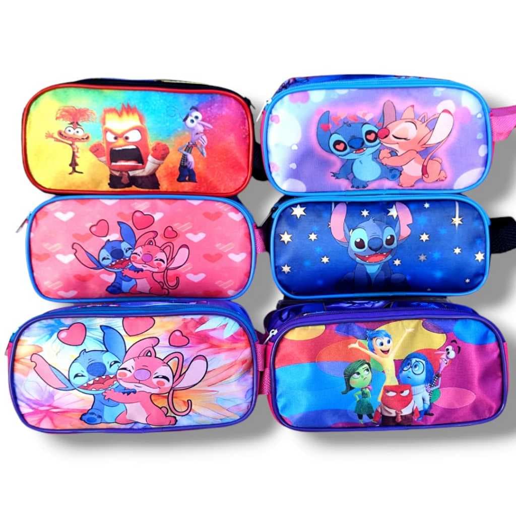 Estojo Infantil Escolar Personagens Grande 1 Zíperes Modelo novo O Maior Da Categoria stitch