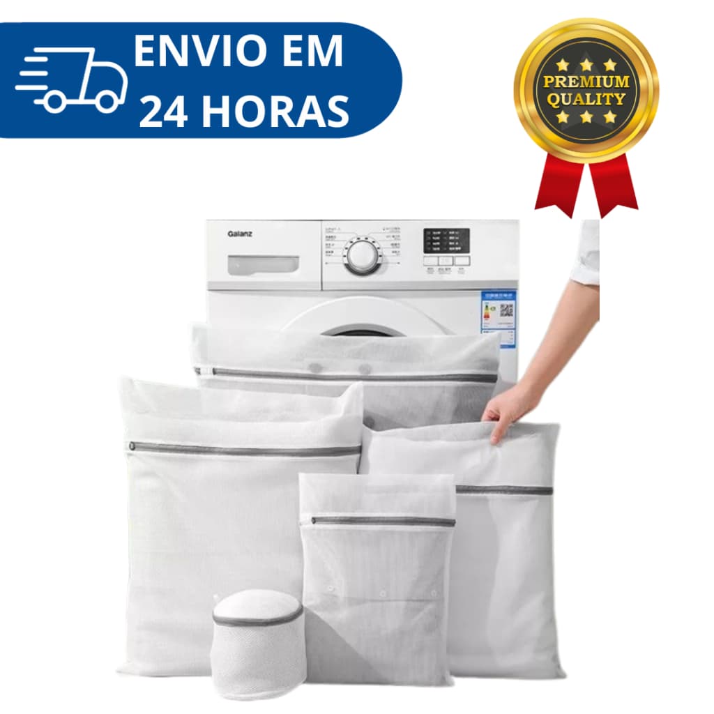 Kit 5 Saco Para Lavar Roupas Na Maquina de Lavar Saquinhos Roupa Delicada Pelos Calcinha