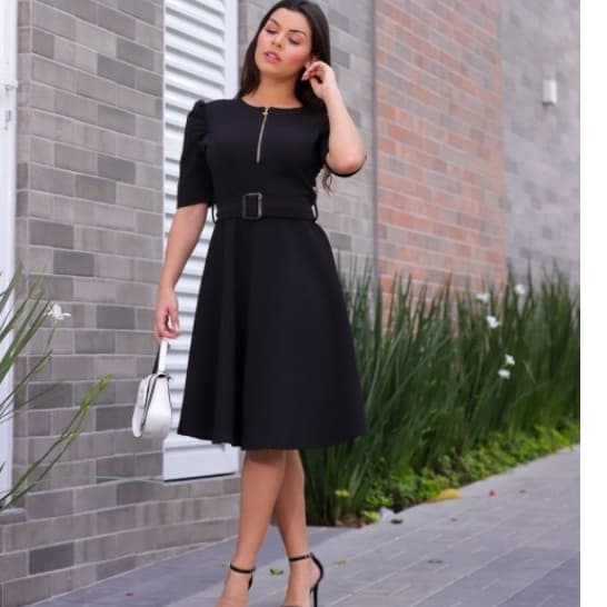 vestido midi gode evangélico com cinto