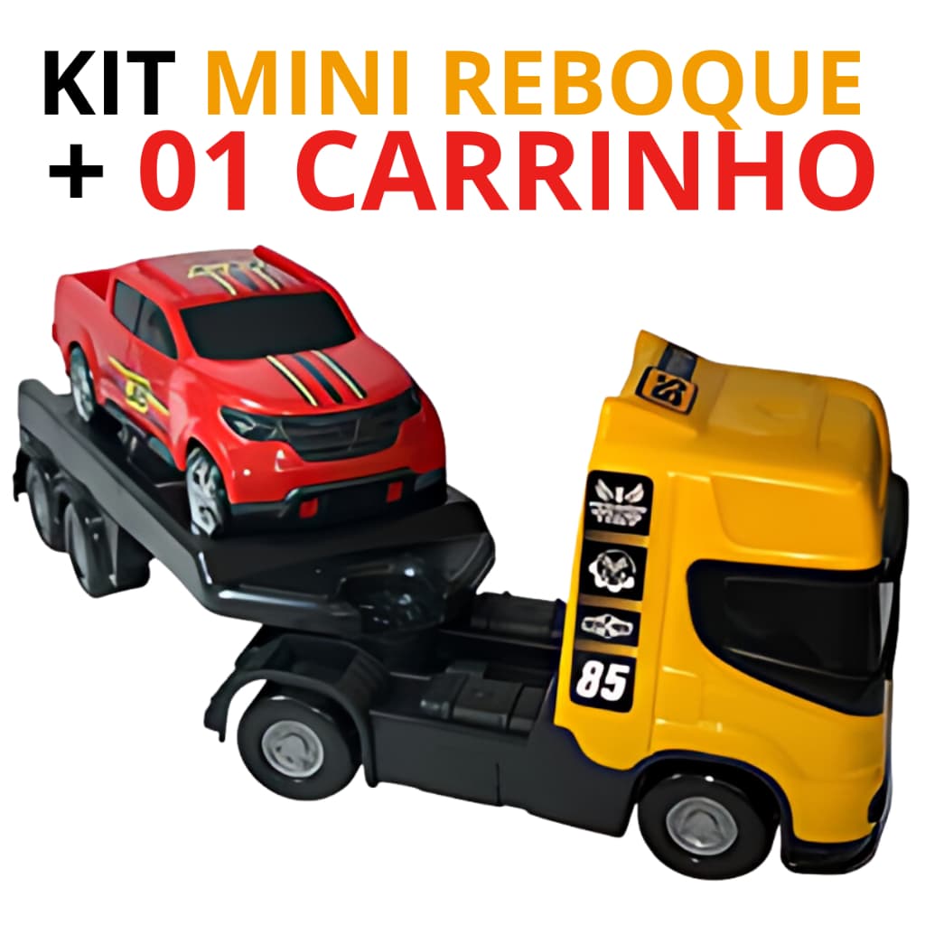 Brinquedo Caminhão Mini Reboque Com Carrinho Pick Up Kit Carrinho Brinquedos Menino Guincho