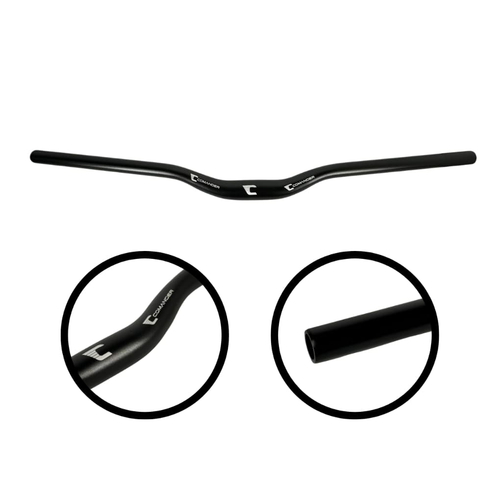 Guidão Alumínio Bike Mtb 31.8 X 700mm Preto Curvo Baixo