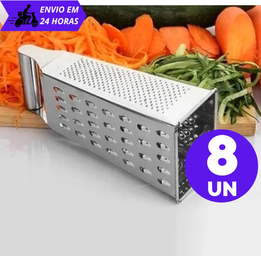 KIT Ralador médio 4 faces 100% Inox Queijo Legumes Salame