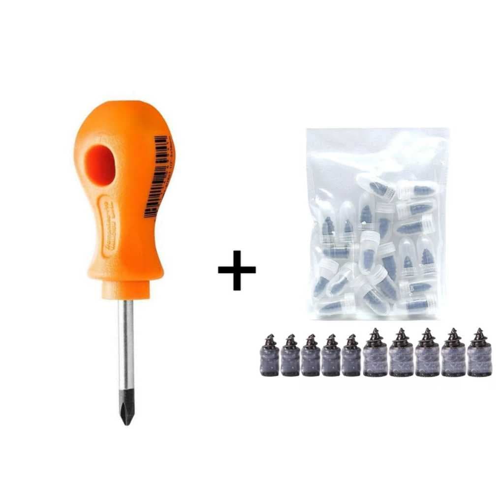 KIT Chave Grátis e 10 Parafusos Para Reparo Remendo Rápido de Pneus Furado Sem Câmara