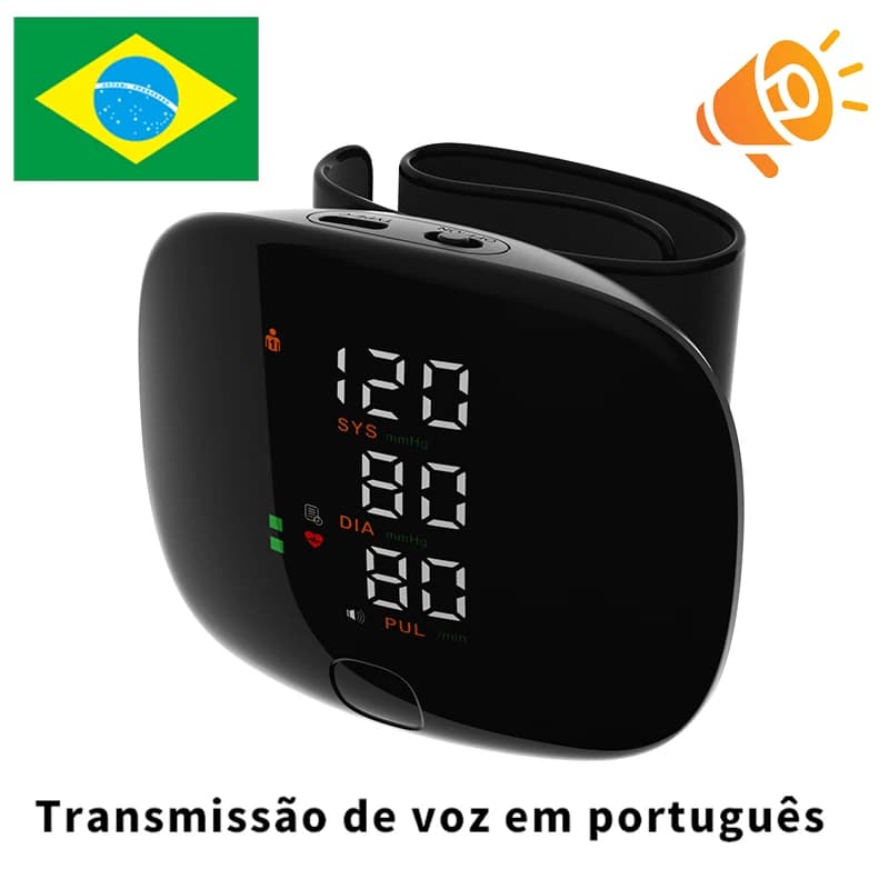 Medidor De Pressão Arterial Recarregável Digital Com Display LCD e Fala Em Português