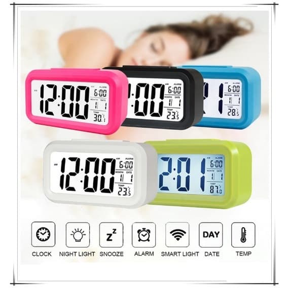 Relógio de Mesa Portátil Digital Despertador Led Lcd Brilha Escuro